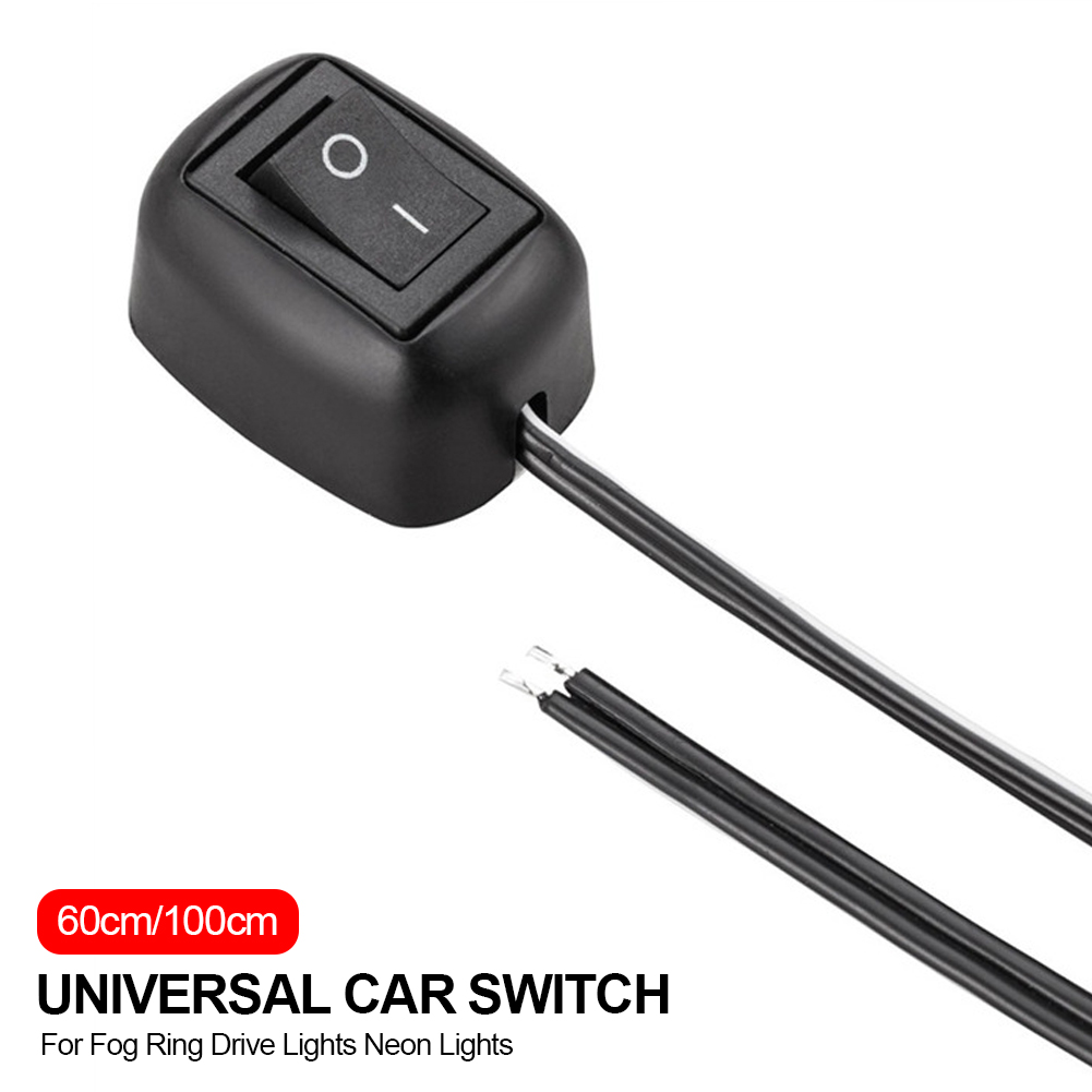 Interrupteur universel à bascule pour voiture, Type pâte, avec câble, 60cm/100cm, DC 12V, pour anneau antibrouillard, feux d'entraînement, néons