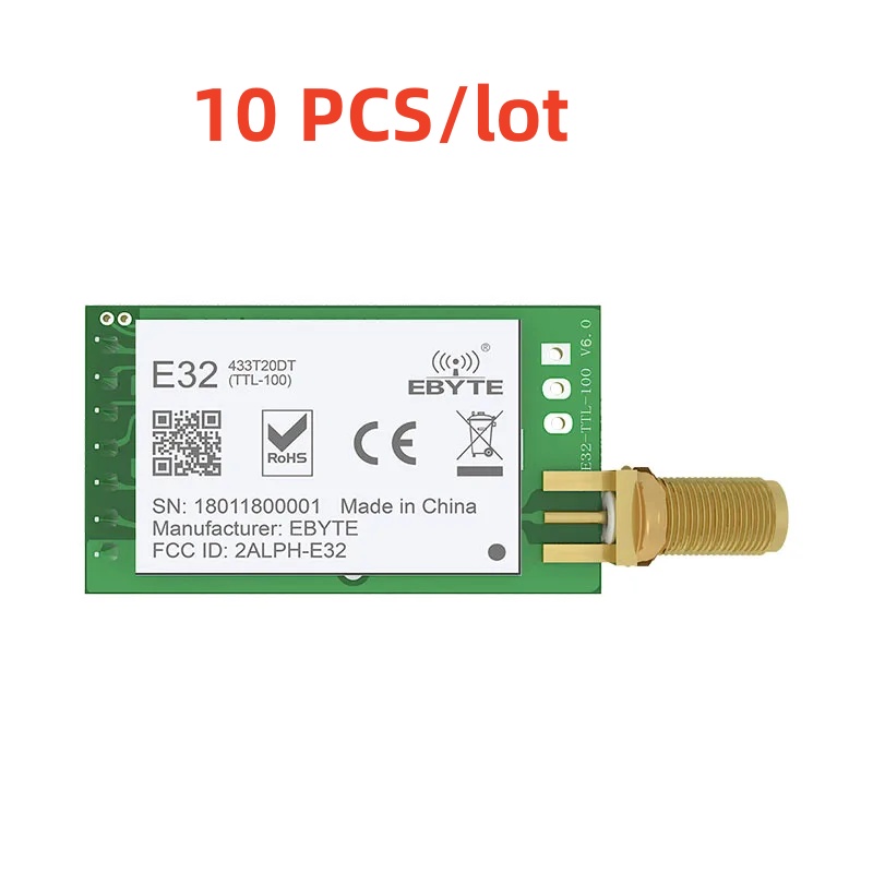 10PCS LoRa 433MHz Wireless RF Modul Iot Transceiver CDSENET E32-433T20D UART Long Range 20dbm 3Km Low Power Air Wake Up