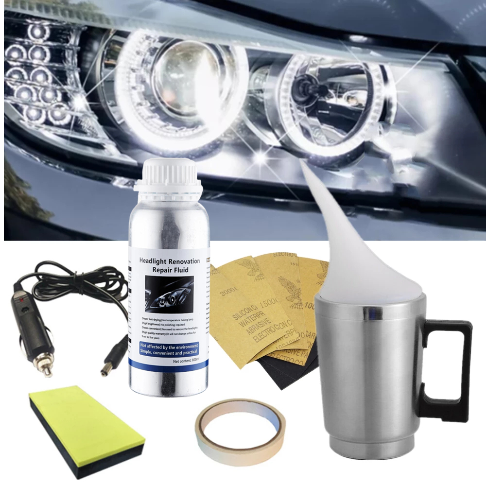 Juego de pulido de faros, renovador de faros de coche, restauración de luz, coche limpio, focos pulidos de 300ml, Kit de renovación de faros