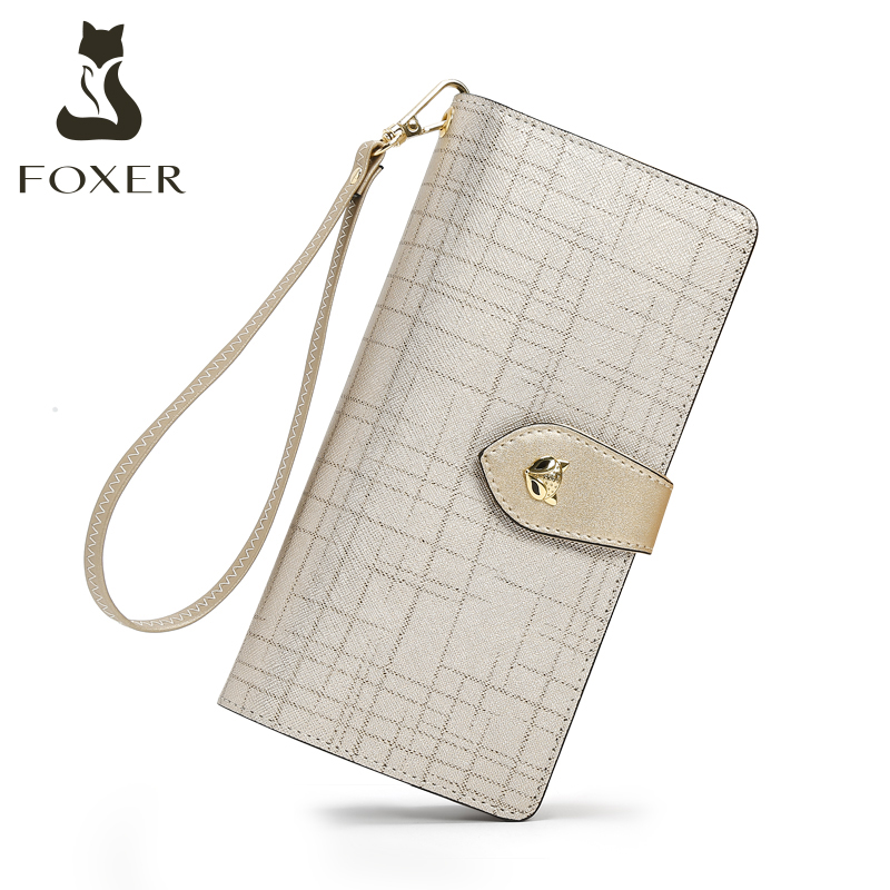 FOXER Cartera larga de piel sintética para mujer, modelo 2026, ligera y moderna, tarjetero, mini monedero de mano, regalo para mamá