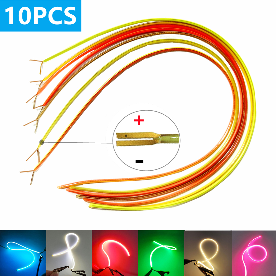 10 pçs led mesmo final filamento flexível ultra fino 3v espiral lâmpada retro edison lâmpada peças diodo iluminação tira decoração