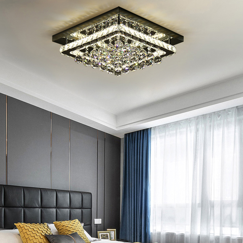 Komore Moderne Fancy Crystal Led Flush Mount Plafondlamp, Koel Wit/Traploos Dimmen Voor Kantoor, Woonkamer
