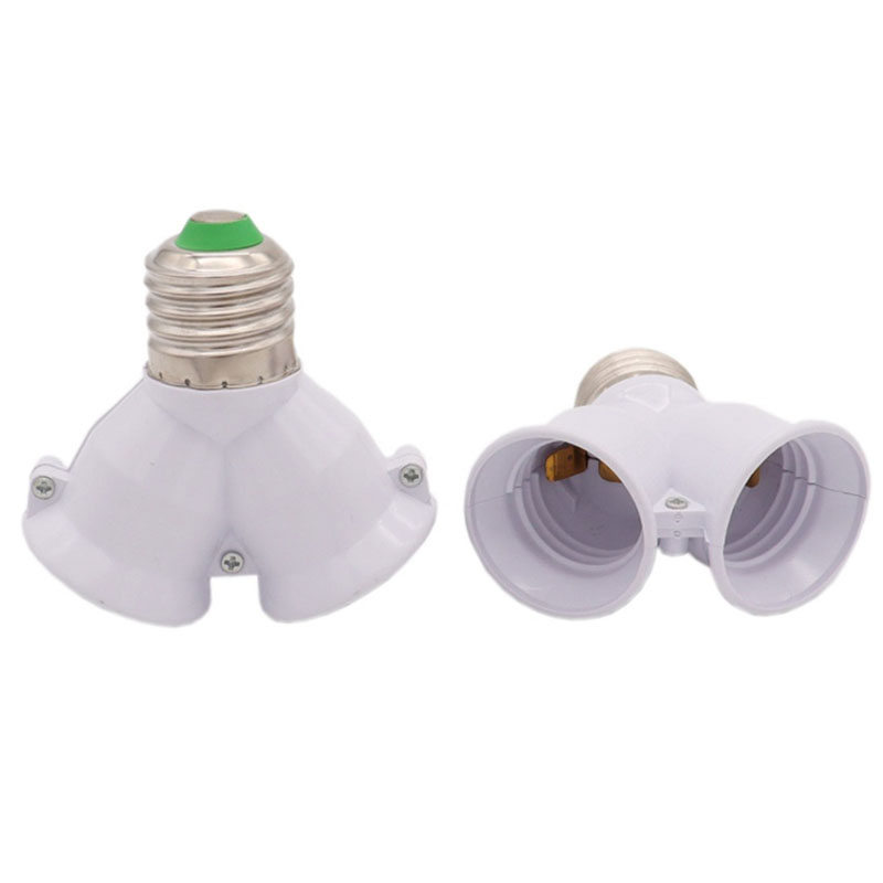 Biały E27 do 2 E27 Podstawa lampy Oświetlenie LED Podwójna śruba Gniazdo żarówki Konwerter Oszczędność światła LED Uchwyt lampy halogenowej 3A