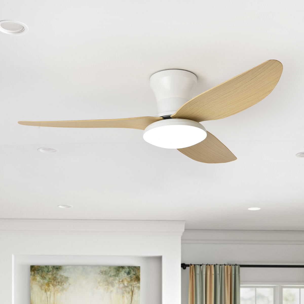 40inch Smart Bedroom LED Ceiling Fans Lights with Remote Control 6 Speeds Wind 3 Blades Dimmable Indoor Ceiling Fan Black White