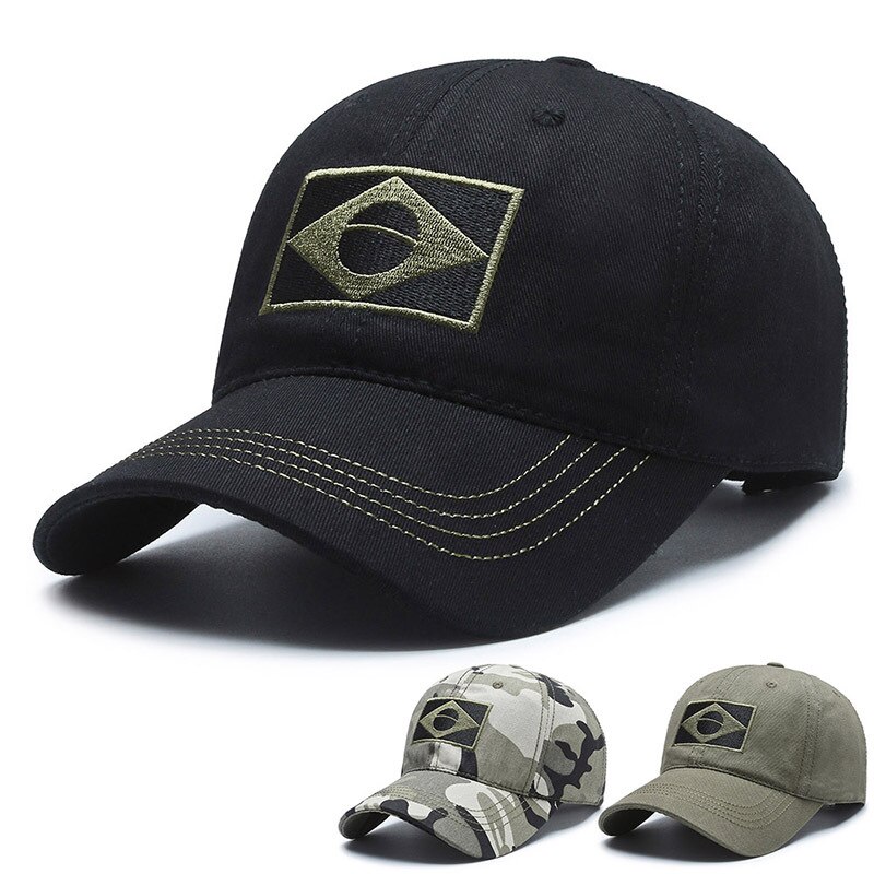 Boné de beisebol masculino camuflado para esportes ao ar livre, médio e jovem, chapéu casual de proteção solar, chapéu brasileiro
