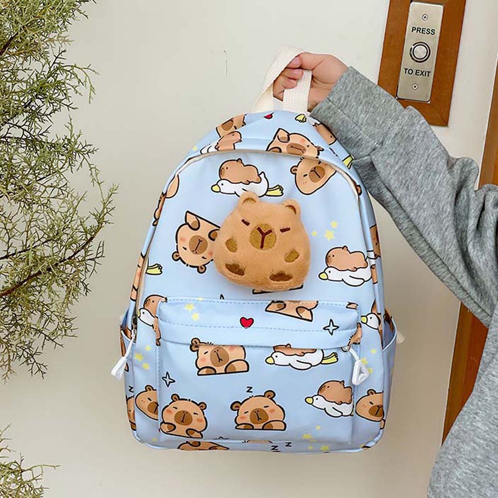 Mochila de capibara gruesa, correas anchas de nailon, mochila de animales de dibujos animados, mochila escolar plegable multifuncional de gran capacidad