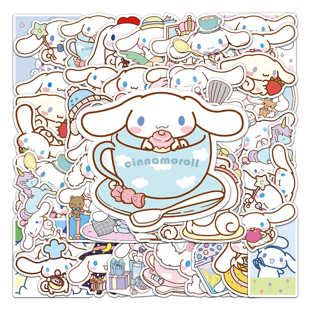 10/30/50PCS Funny Cinnamoroll Stickers Cartoon Cute Kids Toy Decals PVC DIY Luggage Stationary Wall Car Travel Sticker Wholesale