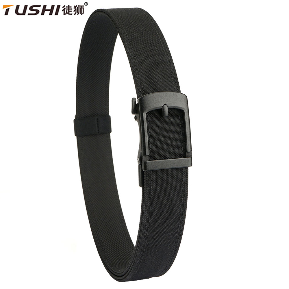 TUSHI ใหม่เข็มขัดทหารสําหรับชายไนลอนโลหะหัวเข็มขัดอัตโนมัติตํารวจเข็มขัดยุทธวิธีกลางแจ้ง Girdle IPSC อุปกรณ์เสริม