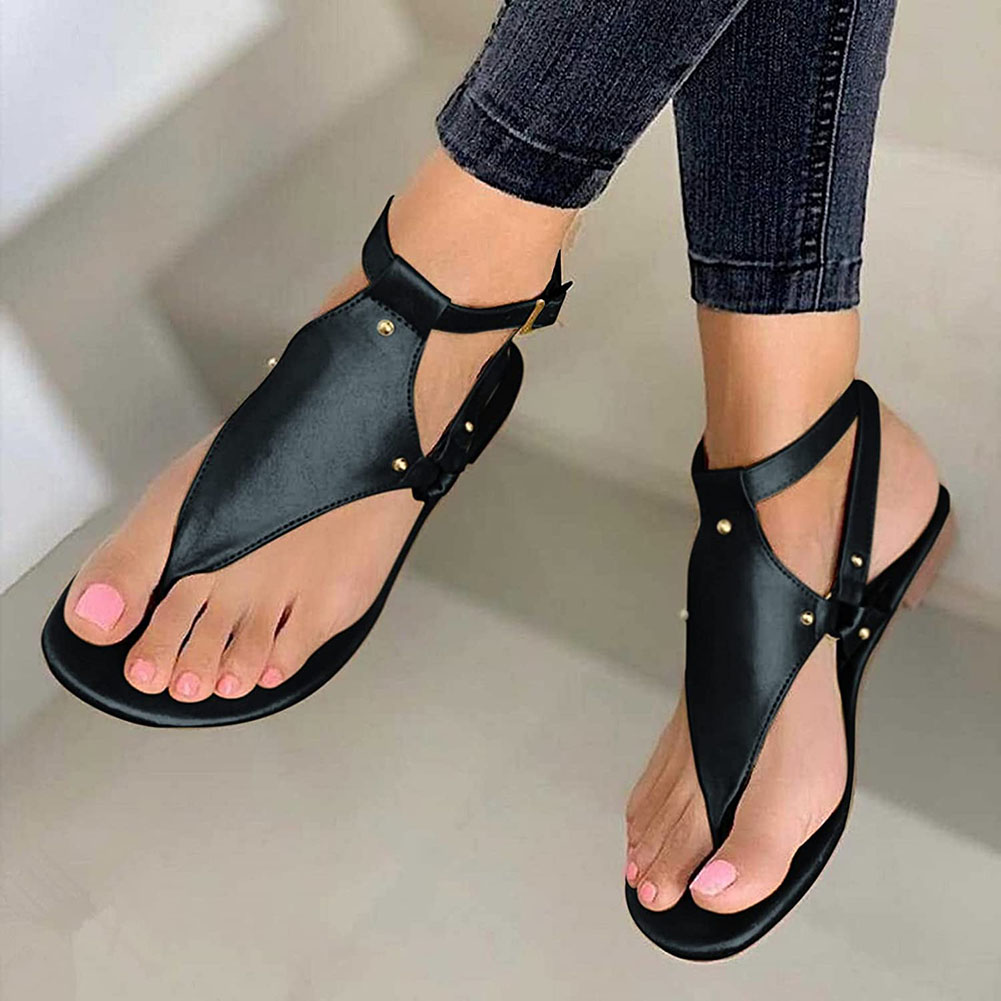 Women's Sandals Simple Clip Toe Flat Shoes Herringbone Shoes Outdoor Sandals Fashion Lightweight Flat Sandals V-Shaped Sandals