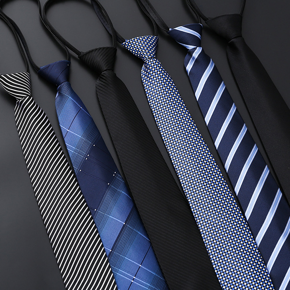 Elegante 8cm laços preguiçosos azul preto vermelho listrado camisa masculina vestido de negócios zíper gravata gravatas vestisens acessórios casamento noivo