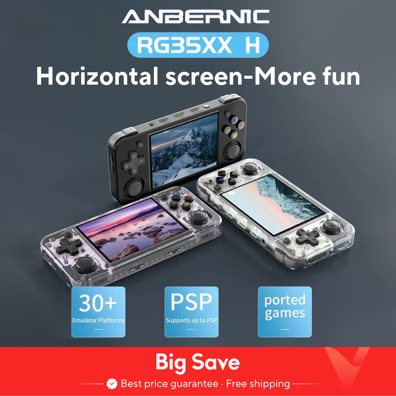 ANBERNIC RG35XX H przenośna konsola do gier Linux 3,5-calowy ekran IPS H700 Retro odtwarzacz gier wideo 3300 mAh 64G 5528 klasyczne gry