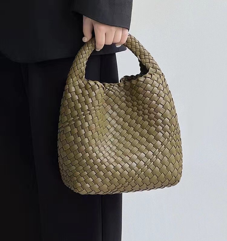 Bolsas femininas de luxo da moda, bolsa trançada de PU, bolsa tote tecida, bolsa composta tipo saco, bolsa de malha com corrente, bolsa de luxo de grife
