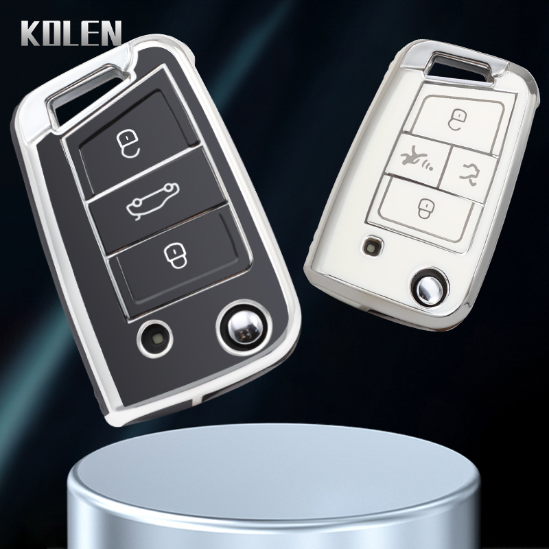 3-4 Taste Auto Flip Schlüssel Fall Abdeckung Für VW Volkswagen Golf 7 MK7 Tiguan MK2 Sitz Ateca Leon FR Ibiza Skoda Octavia Kodiaq Fob Tasche