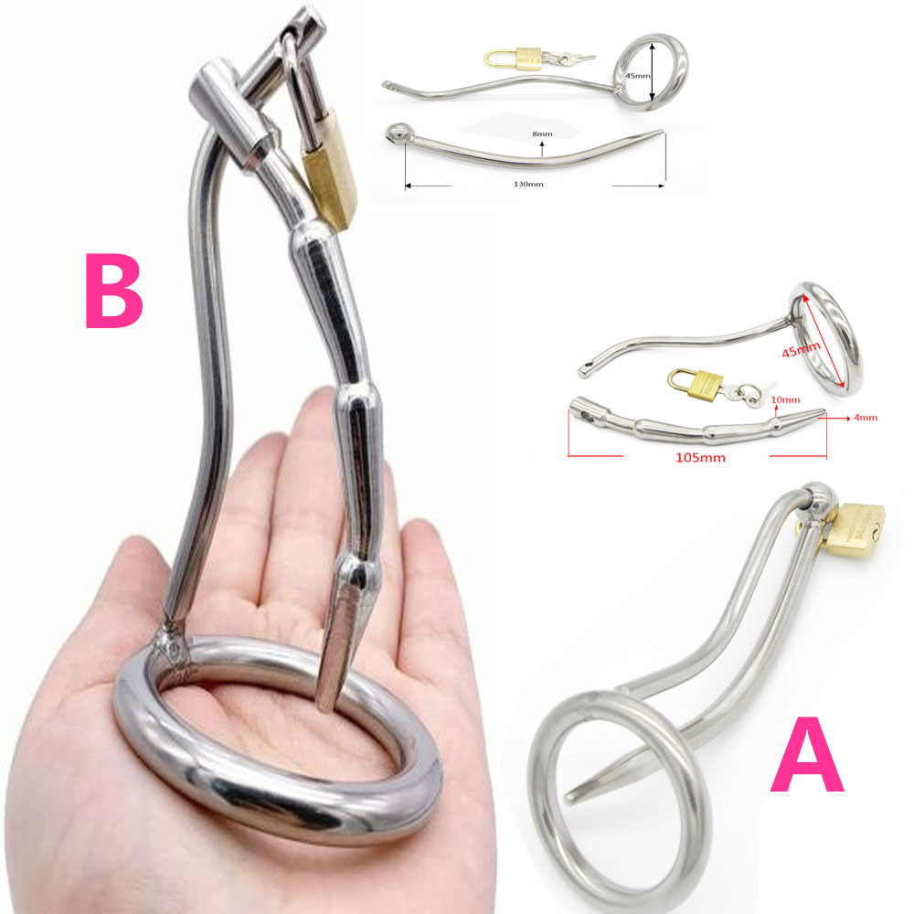 Manyjoy Pria Stainless Steel Kesucian Ayam Sangkar Burung Hollow Penis Cincin Logam Uretra Dilator Dewasa BDSM Mainan Seks Pria