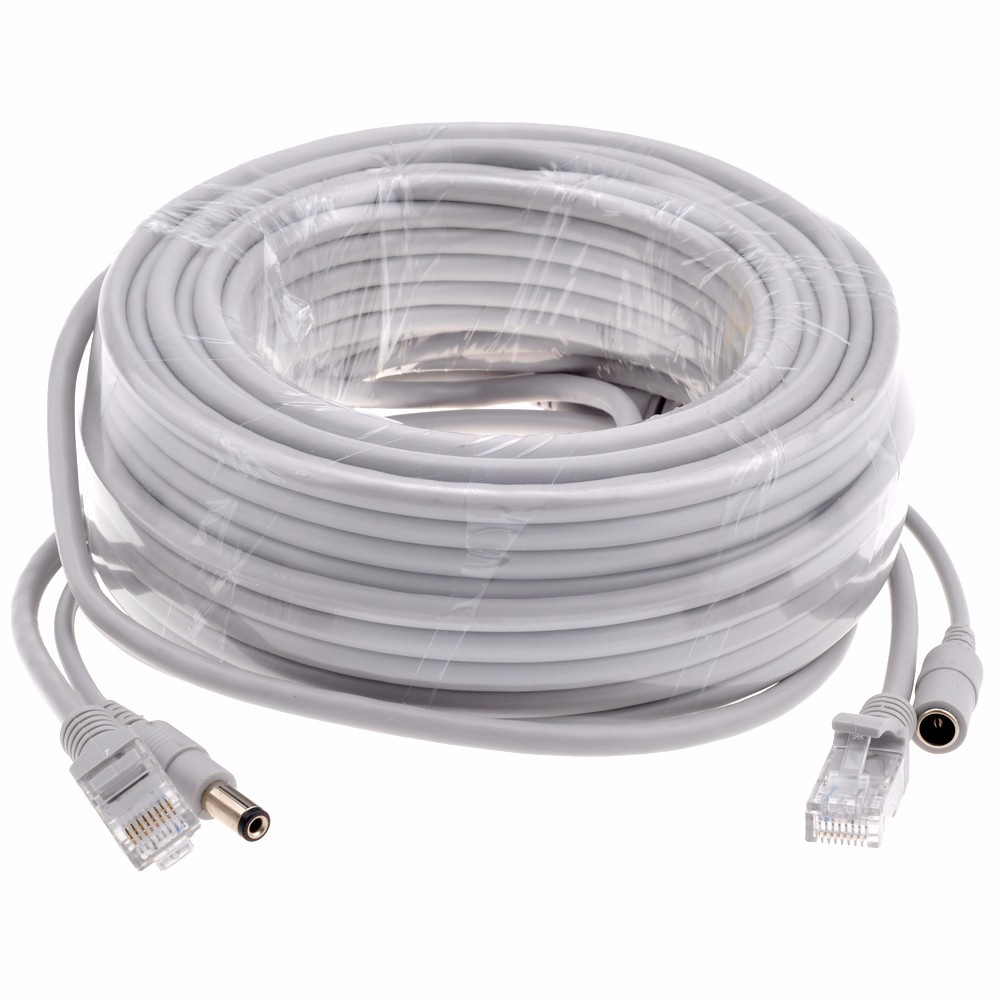 Câble Ethernet gris CAT5/CAT-5e en option, 5M/10M/15M/20M/30M, RJ45 + alimentation cc, câble réseau Lan pour système de caméras IP