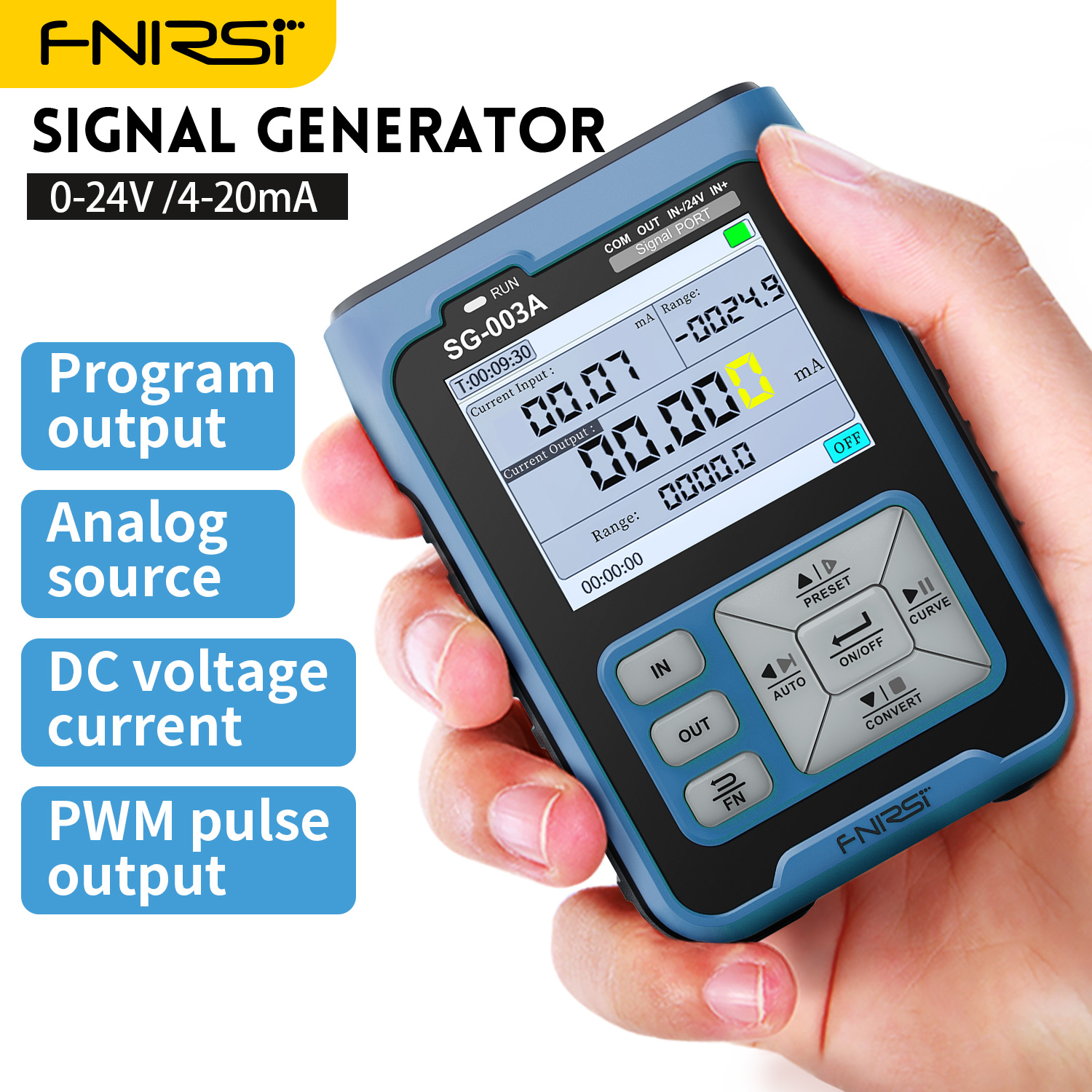 FNIRSI SG-003A Signalgeneratoren 0–10 V, 4–20 mA, einstellbarer Strom, Spannungssimulator, PWM-Impulsausgang, TFT-Vollfarb-LCD-Display