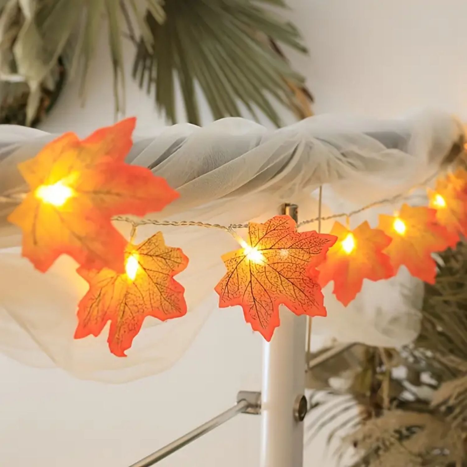 1 szt. 10/20/40 LED Lampki sznurkowe w kształcie liści klonu, zasilane bateriami, do dekoracji domu, na imprezy, święta, do aranżacji scen, dekoracji zewnętrznych