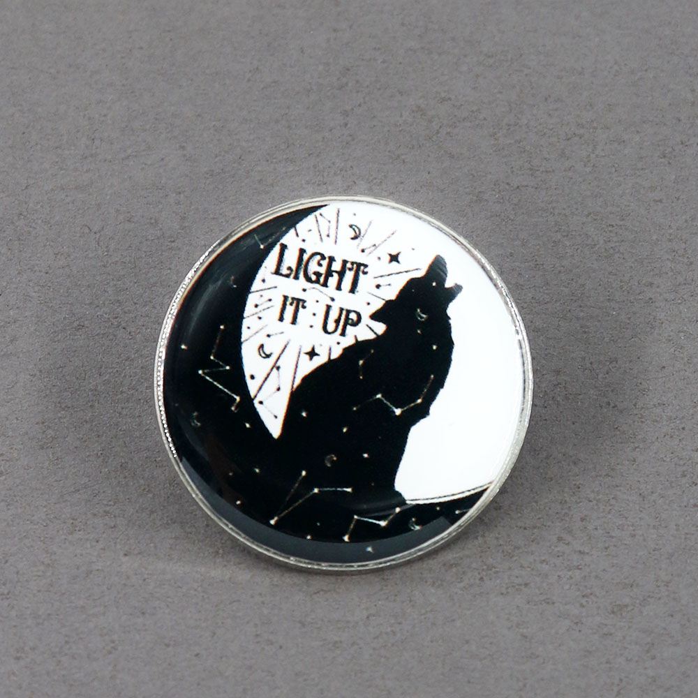 Light It Up Badge Wolf And Moon Brooch Crescent City Bookish Bookworm Jewelry