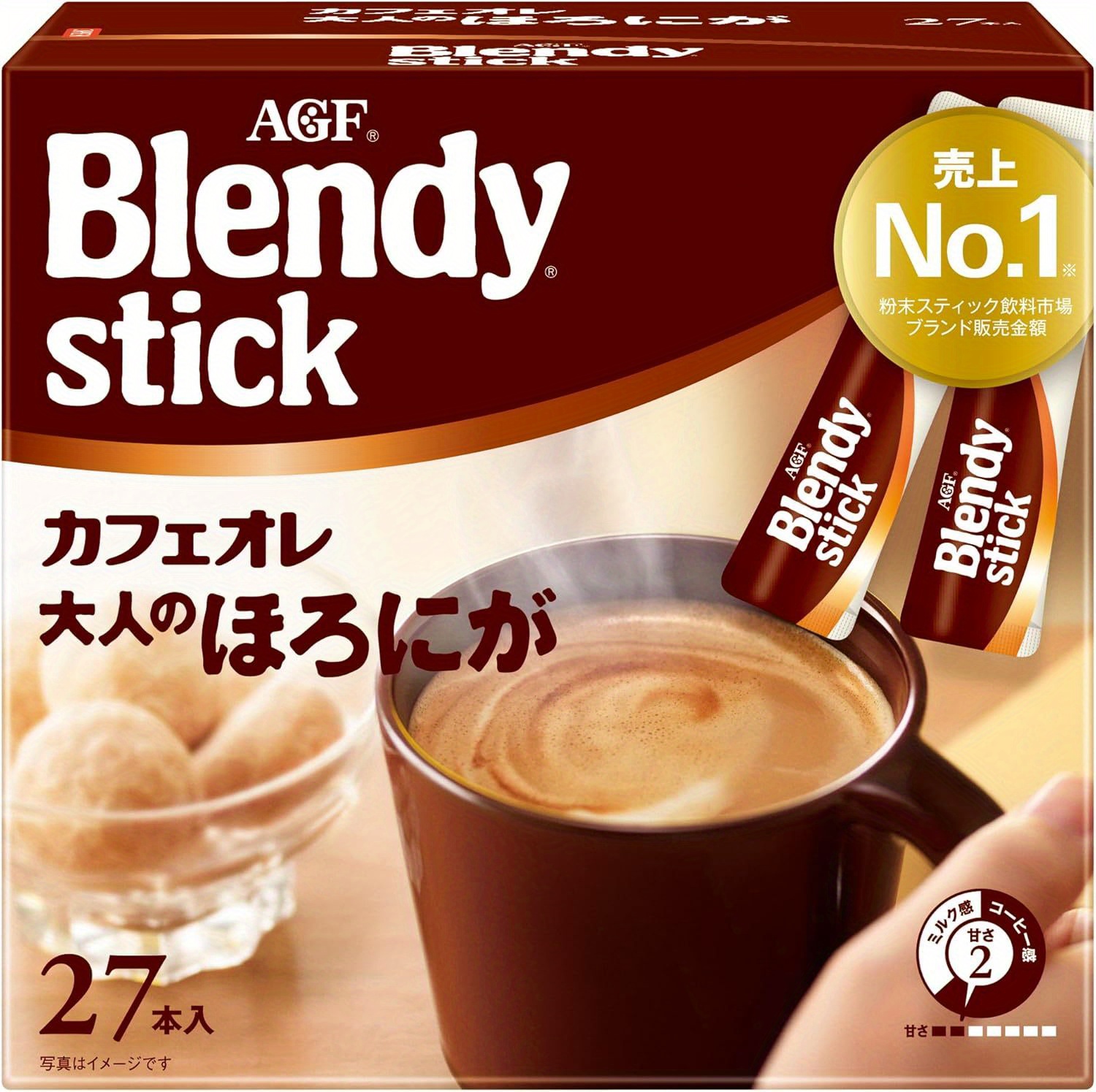 AGF ブレンディ スティック カフェオレ、大人向けビタースウィート、27本入り（スティックコーヒー）