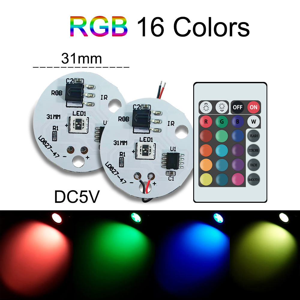 Placa de luces LED de bajo voltaje de 3W y 5V, tablero de lámpara RGB de Color, fuente de gradiente colorida, interruptor remoto inalámbrico IR de 24 teclas, Control de encendido/apagado