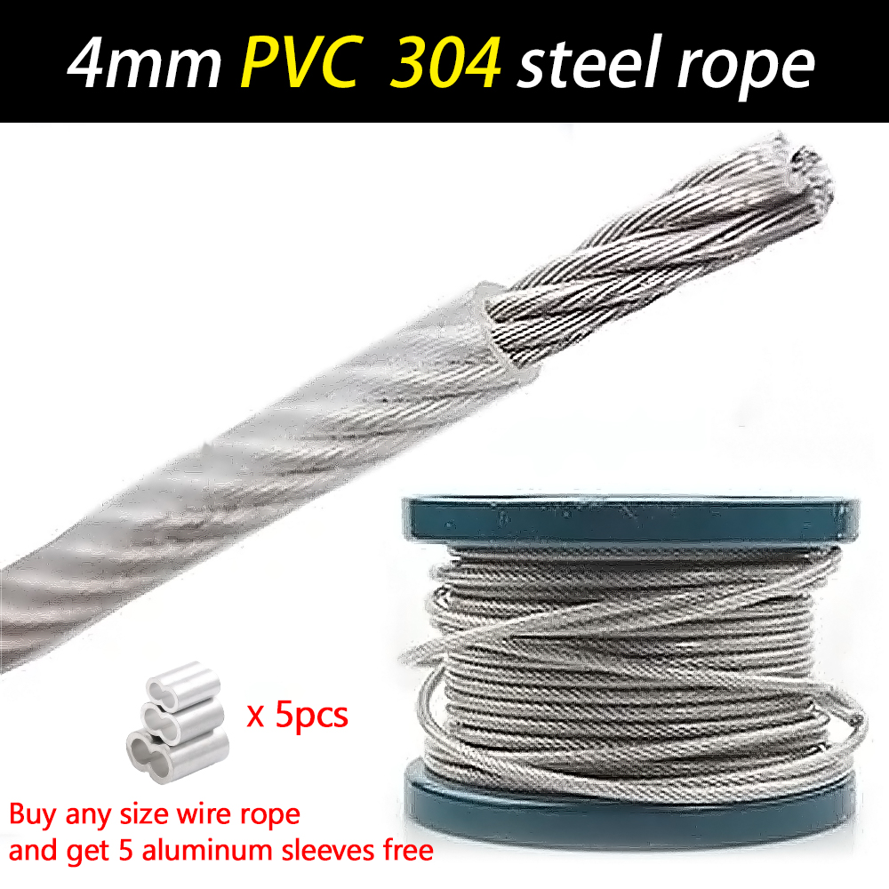 20/50/100 Meter 4mm Durchmesser transparente PVC-beschichtete Stahldraht seile 7x19 Struktur flexible weiche Kabel hängende Lichts ch linge