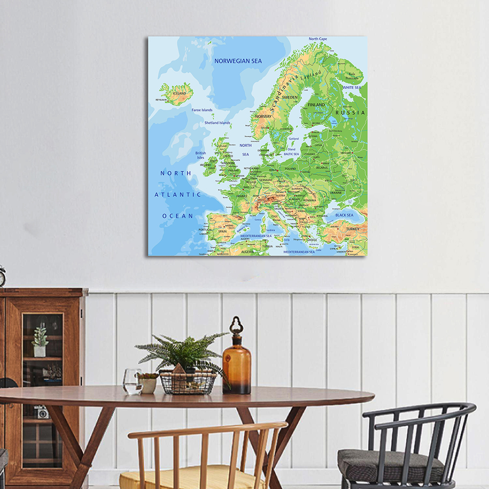 Pintura em tela não tecido 90*90cm, ora e mapa de trânsito da europa, pôster de parede, decoração de casa, sala de aula, material escolar