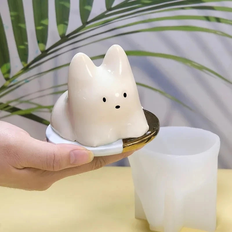 Moule à Pudding au lait de chat en Silicone, bol à gelée d'halloween, gâteau mignon, moule à poudre de glace froide blanche, accessoires de décoration de gâteau 1 pièces