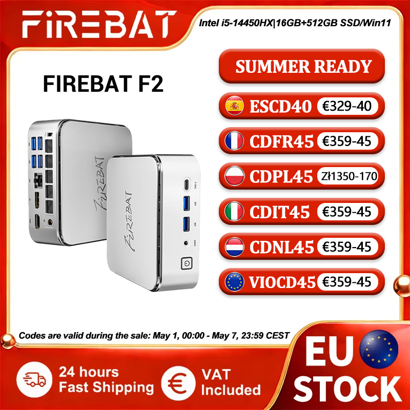 FIREBAT F2 MINI PC Intel i5-14450HX DDR4 16GB RAM 512GB SSD WIFI6 BT5.2 Przenośny Komputer Stacjonarny MINI-PC Komputer Stacjonarny Windows11