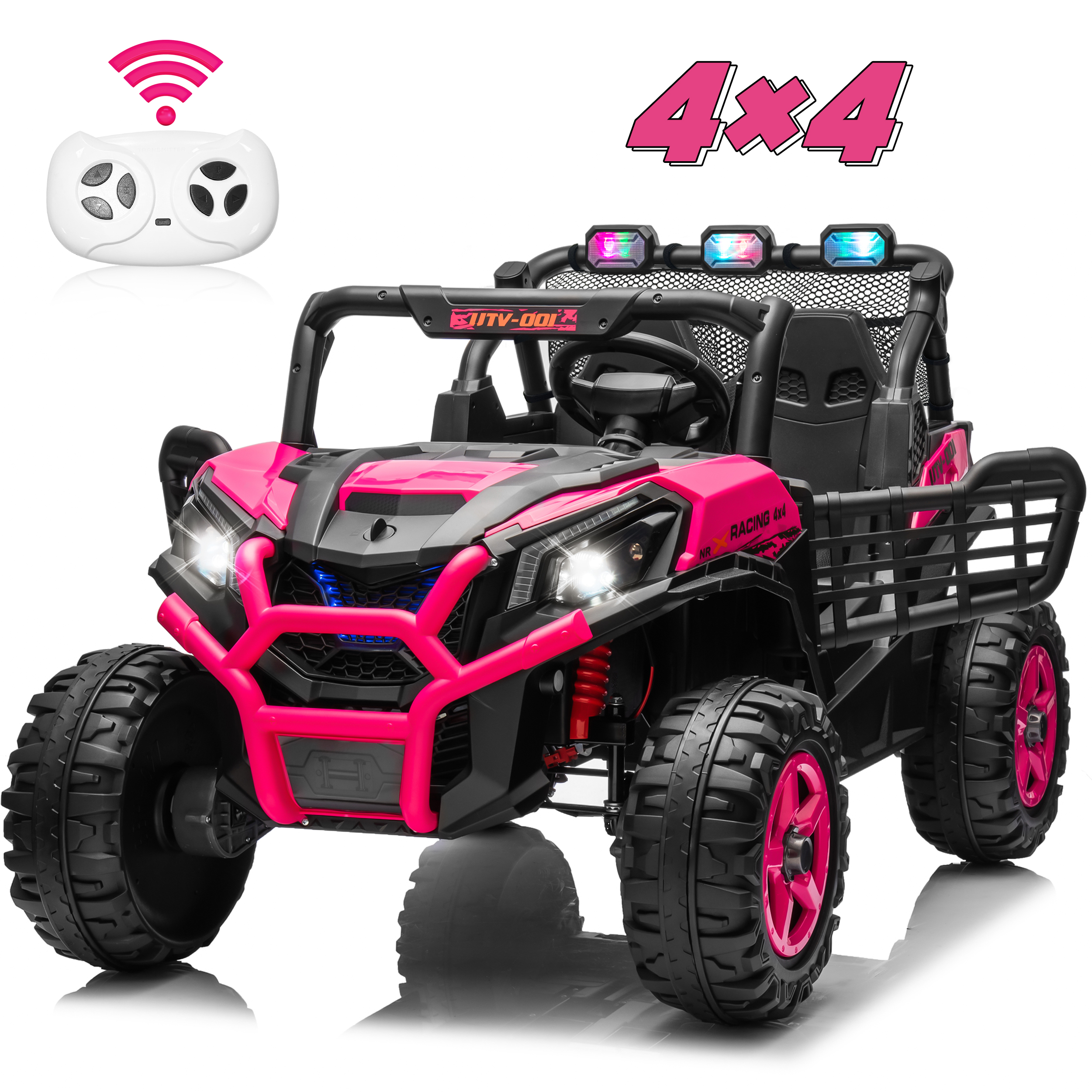 Voiture jouet 2 places 24V XL pour filles, UTV tout-terrain 2WD/4WD commutable avec batterie longue durée, télécommande 3 vitesses