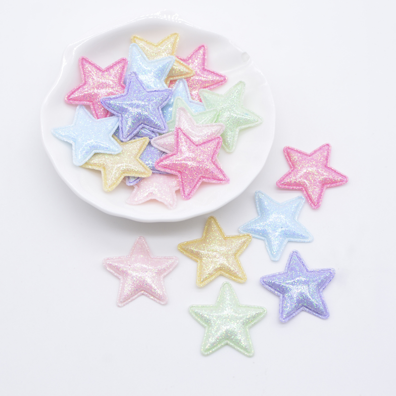 50 pçs 25mm bling couro do plutônio estrela apliques para diy menina headwear grampos de cabelo decoração acessórios roupas chapéu remendos de costura