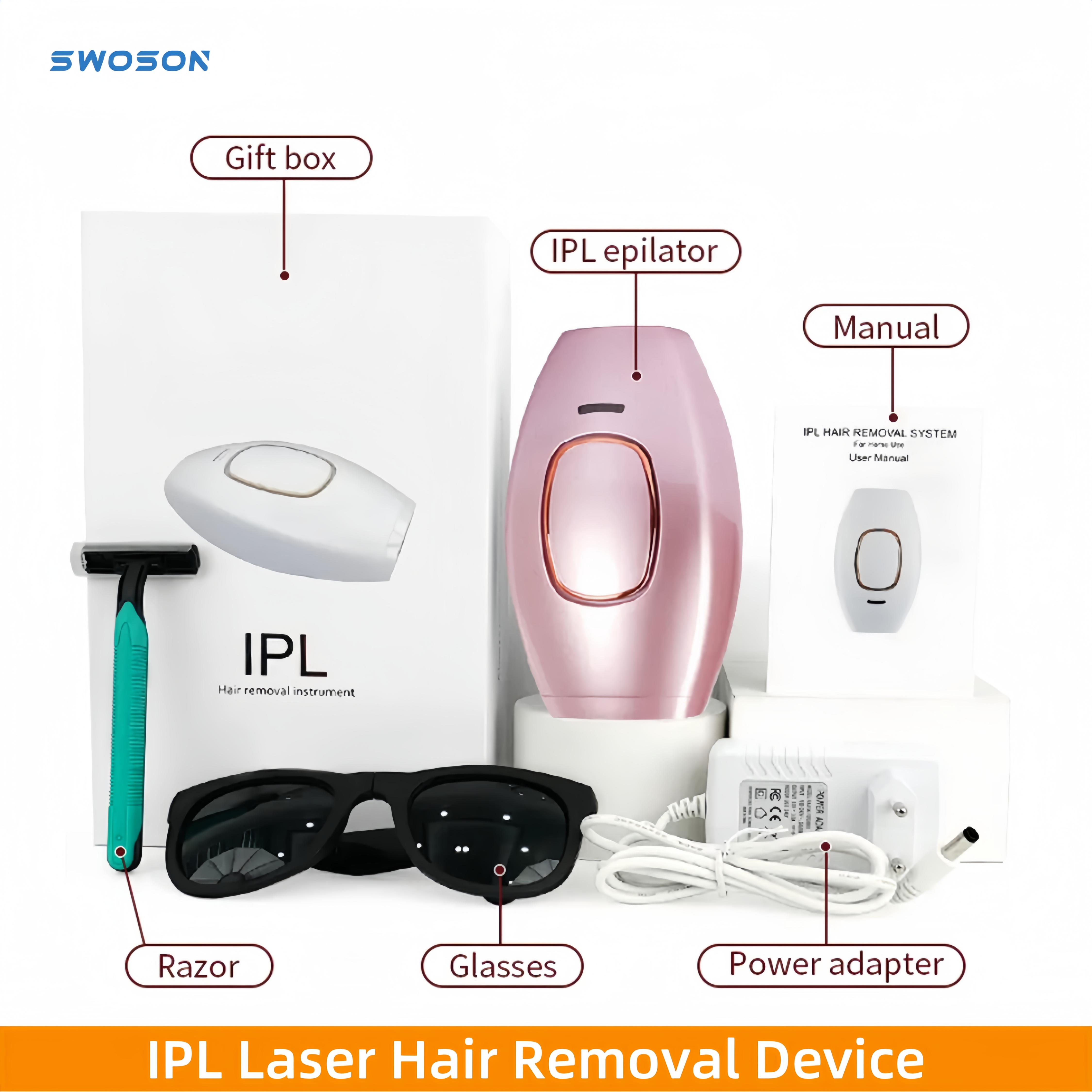 Swoson Frauen Schmerzlose Haarentfernung Heimgebrauch Geräte Körper Bikini IPL Impulse Permanent Laser Epilierer 999.999 Blitze Epilierer