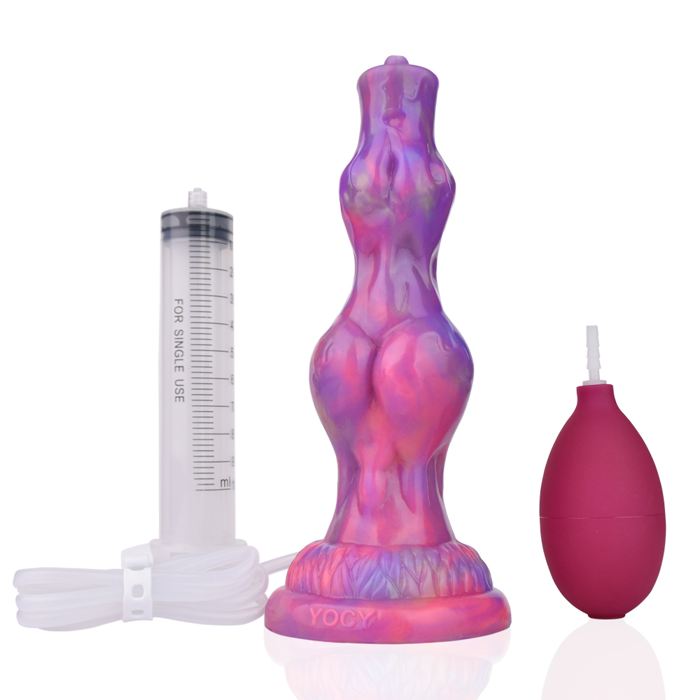 SMMQ Silikon leuchtender Wolfsknoten-Dildo mit Spritzenfunktion, Analplug, vaginal, stimuliert sexuelles Fantasy-Spielzeug für Frauen