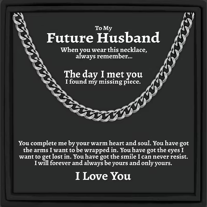 To My Future Husband Cuban Link Chain Necklace, Husband To Be Gift, Fiance Christmas Gift, Promise Necklace For Him