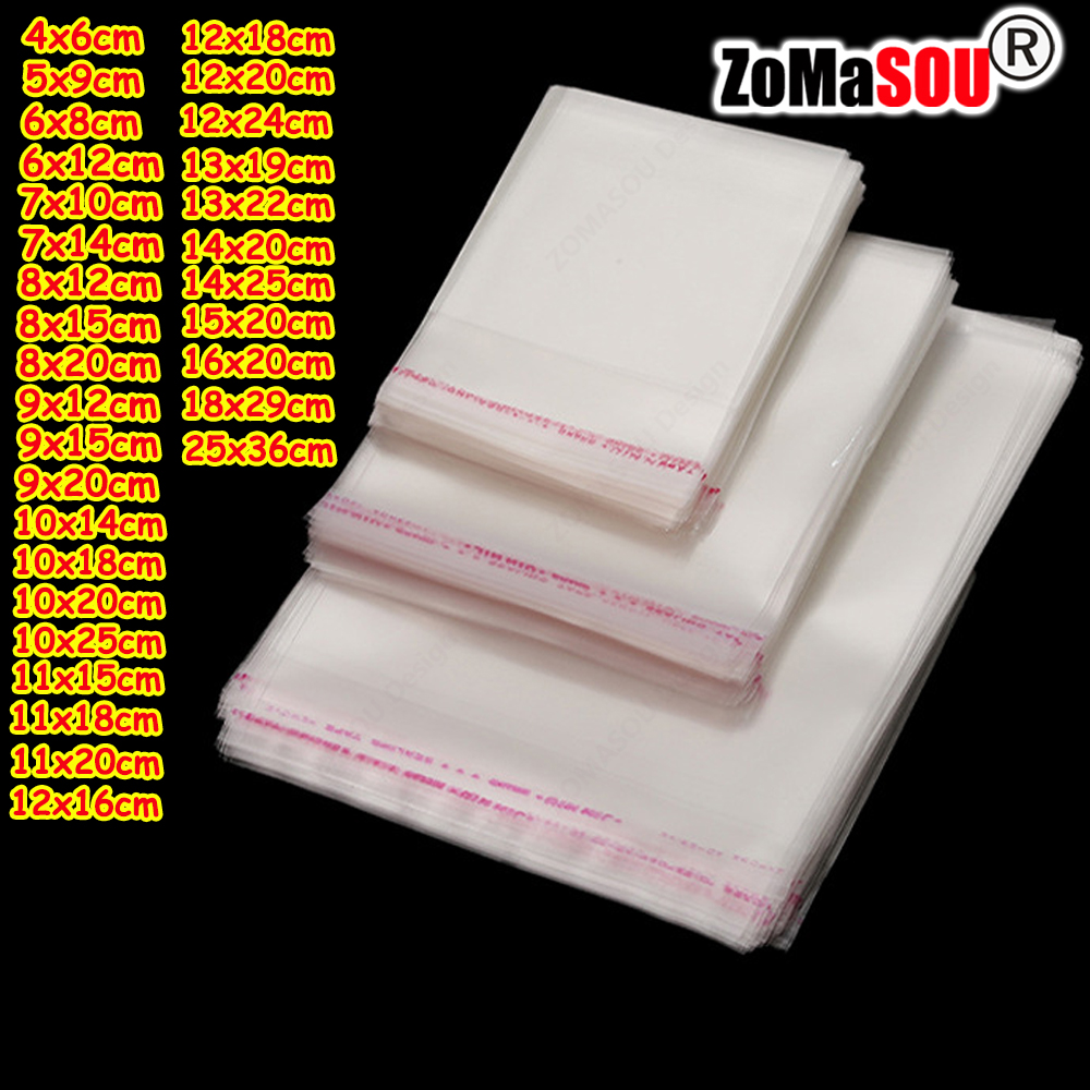 1000-100 Uds OPP bolsa de plástico transparente autoadhesiva bolsas de celofán transparentes autoselladas para joyería regalo galleta embalaje de dulces