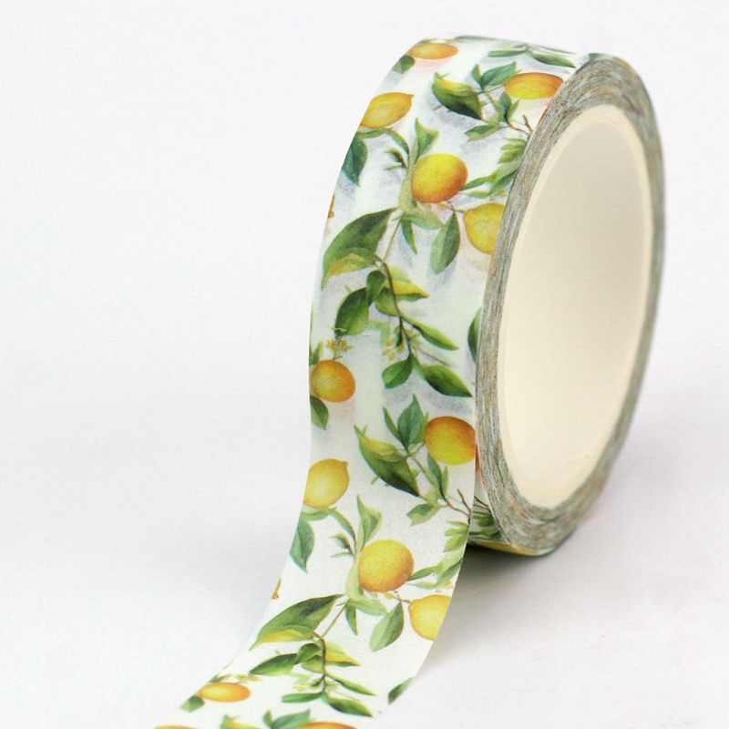 NEW 1PC 10M Decor Yellow Lemon and Leaves Fruit Washi Tape for Scrapbooking Masking Tape Journaling Cute Stationery