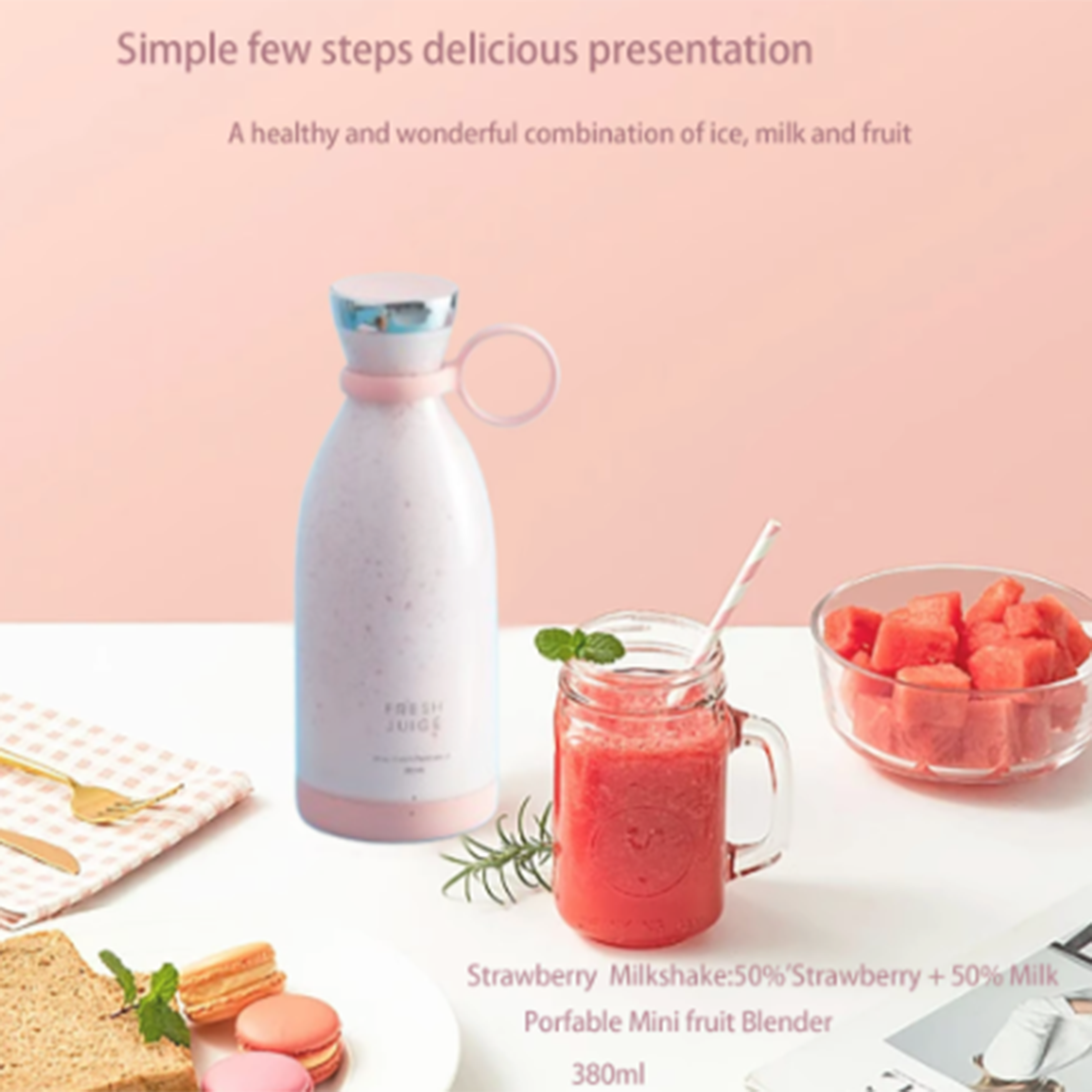 1pc Espremedor elétrico recarregável para frutas frescas e suco de frutas nutritivas - adequado para família, viagens e em qualquer momento, em qualquer lugar.