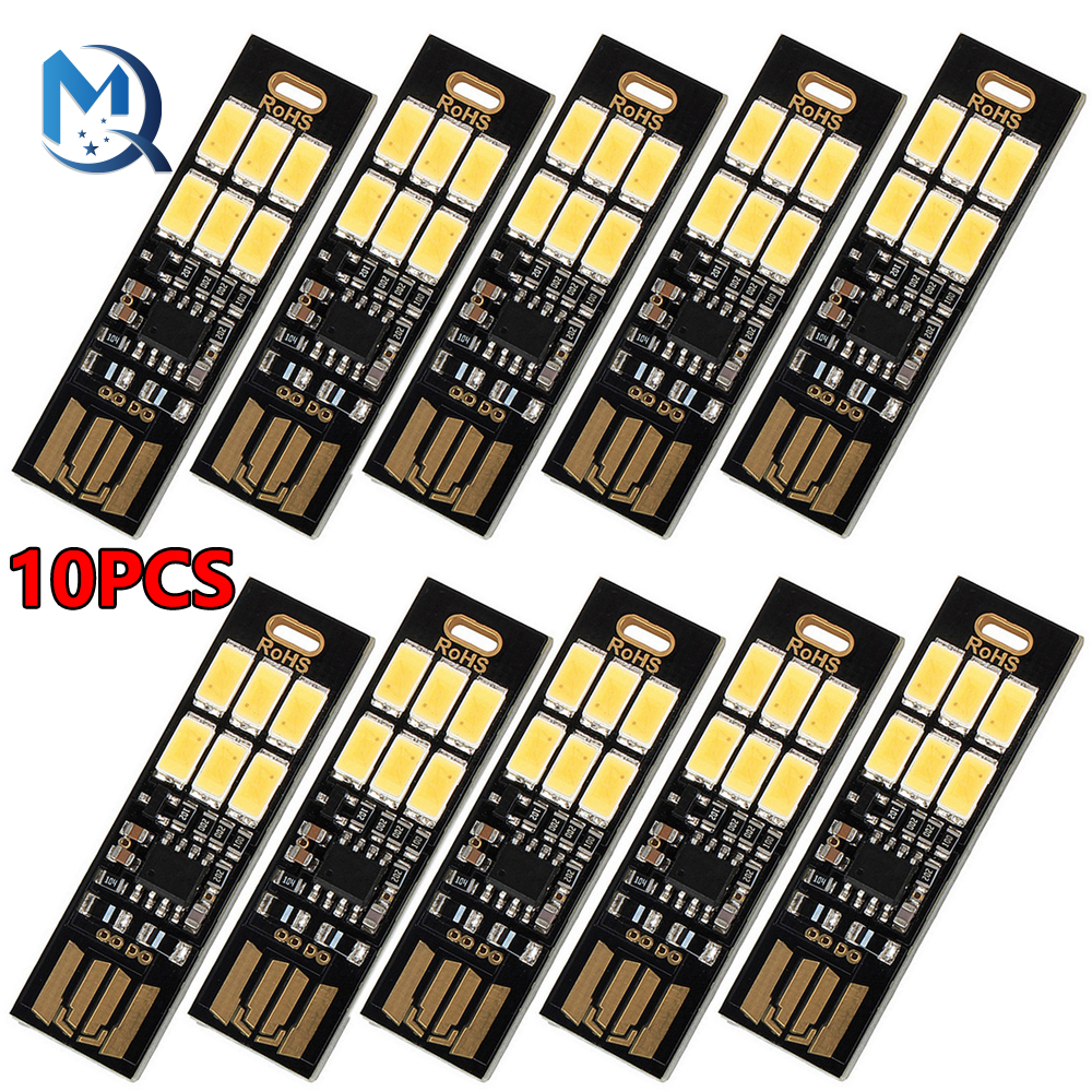1-10szt Przenośna lampka nocna Mini 5730 USB 6 LED 5V z czujnikiem dotykowym i ściemnianiem do Power Banka Komputer Laptop Lampka do czytania książek