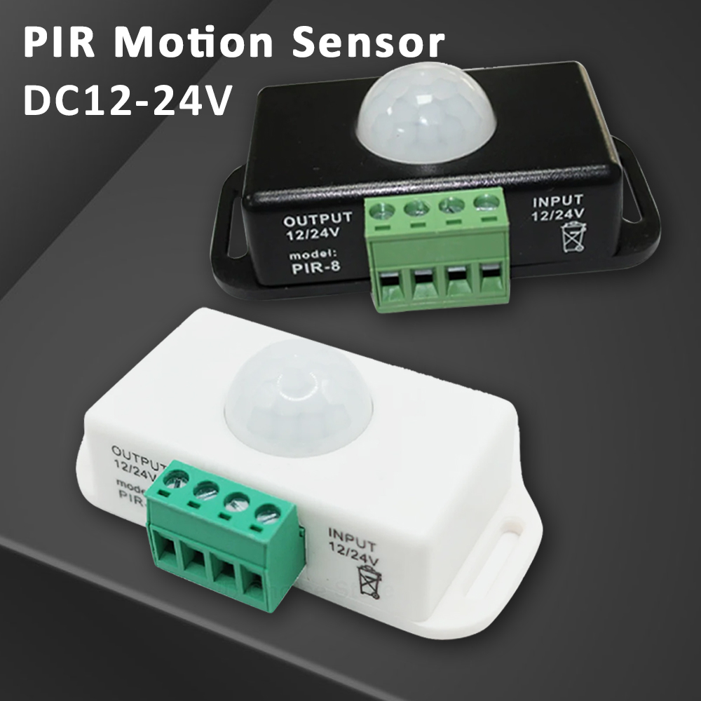 Sensor de Movimento PIR DC 12V 24V com Ângulo de 120 Graus, Sensor de Movimento Infravermelho para Luz LED, Sensor de Movimento Automático Ajustável