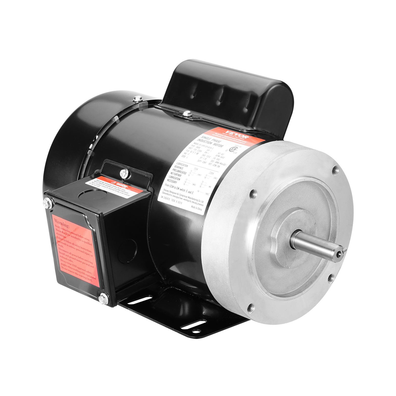 SucceBuy1.5/1 HP Electric Motor 3450rpm AC 115V/230V 56C Frame Air Compressor Motor 5/8" Keyed Shaft CW/CCW Rotation