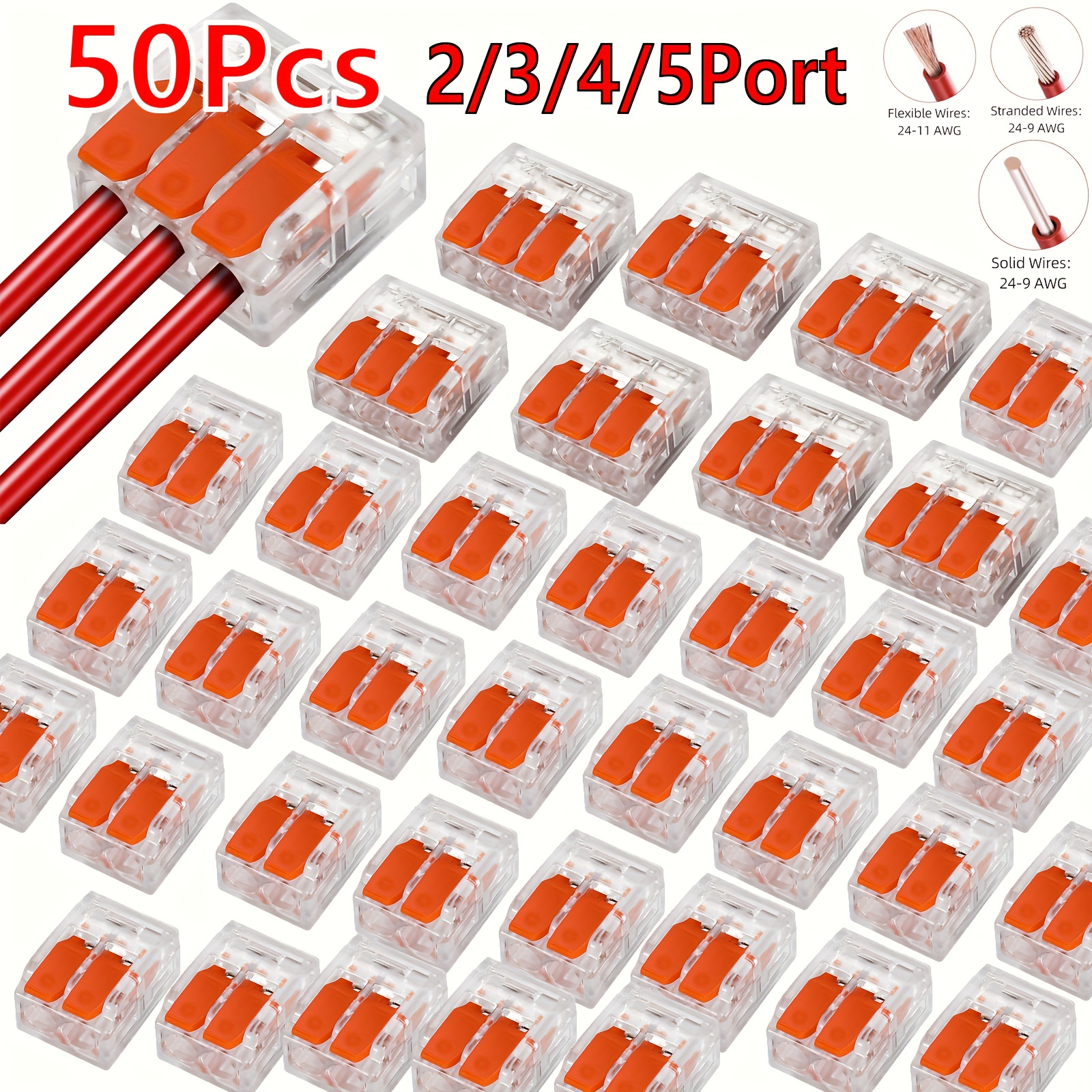 Multi Port Orange Universal Quick PlugIn Terminals Connectors Wire Connector Terminals Two Hundred Fifty Volt Thirty Two Amp