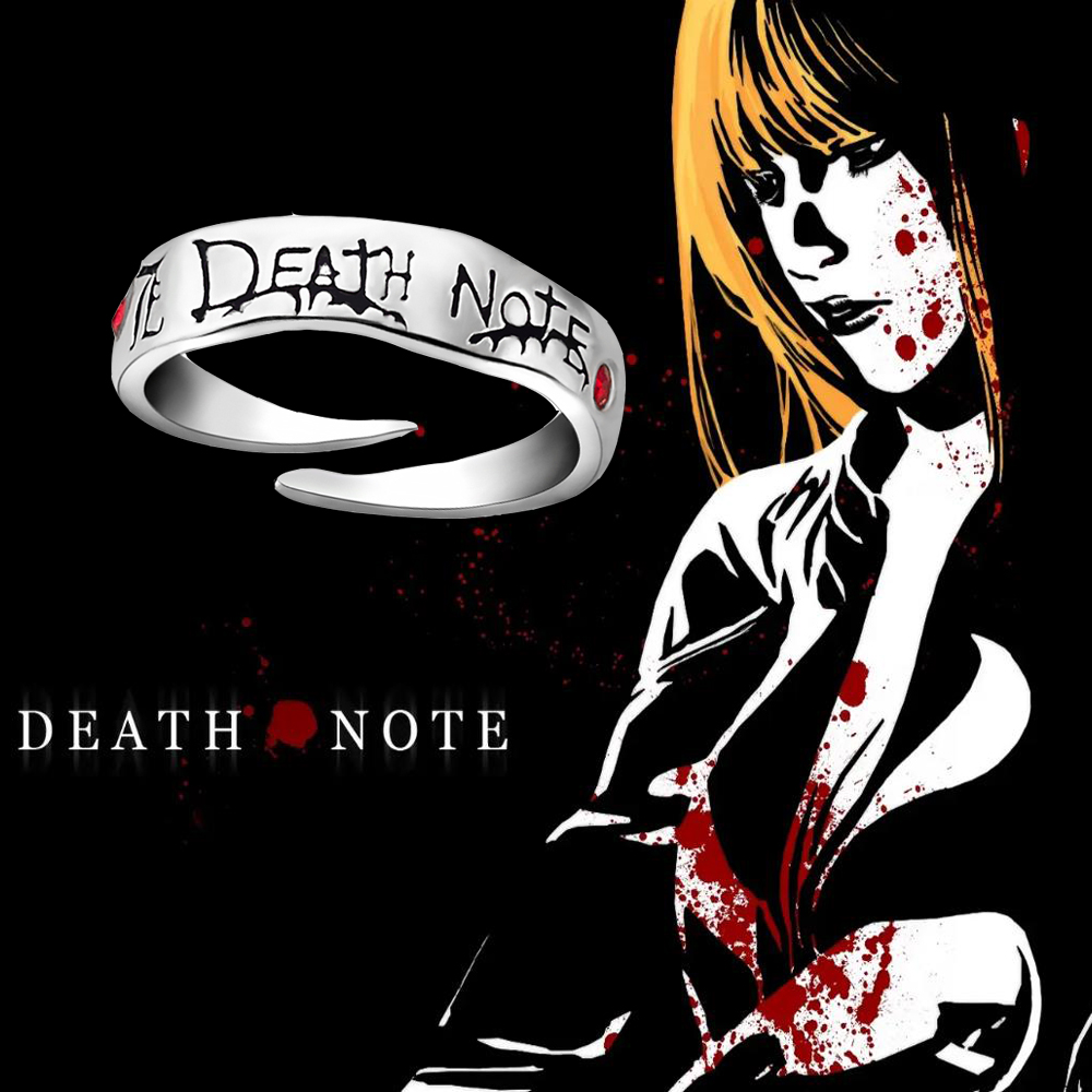 Death Note-Anillo de Anime Yagami, aleación ligera, accesorio de Cosplay para mujeres y hombres, anillo ajustable, joyería, accesorio de regalo