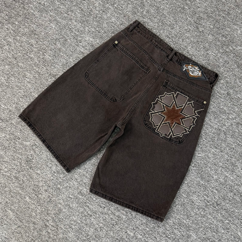 26SS Shorts Jeans Masculinos Derschutze American Retro Lavados de Verão de Alta Qualidade com Corte Reto Solto