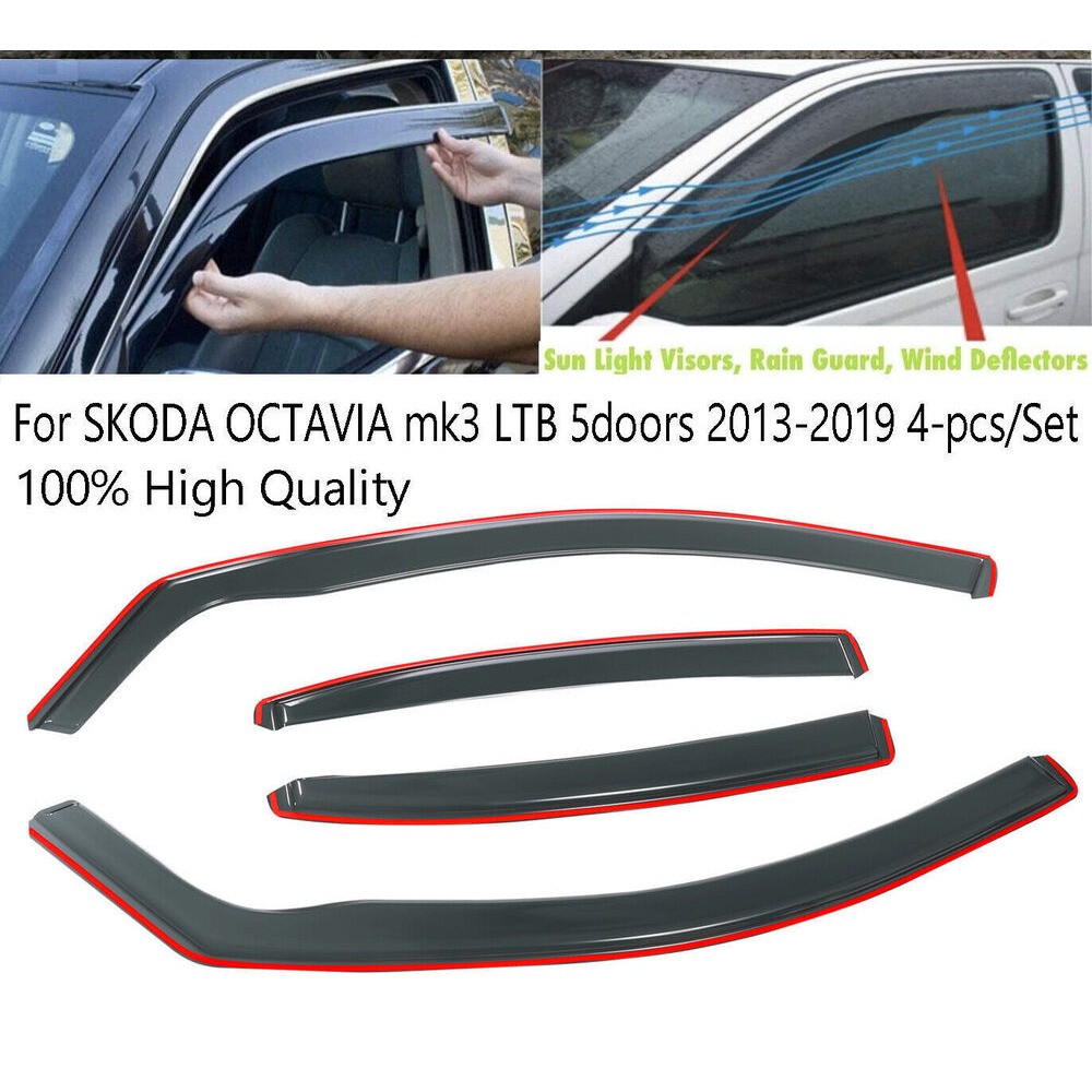 Przyciemniane owiewki do Skody Octavia LII MK3 5-drzwi 2013-2019 4-szt + klipsy