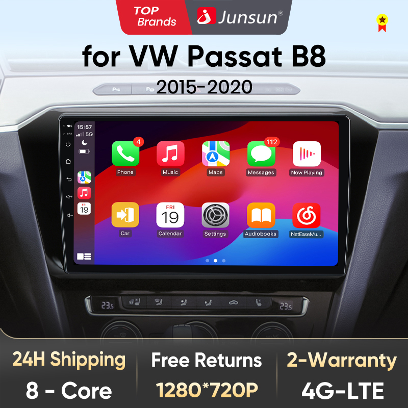 Junsun V1 Ai Stem Draadloze Carplay Android Auto Radio Voor Vw Volkswagen Passat B8 2015-2020 Auto Multimedia Gps 2din Autoradio