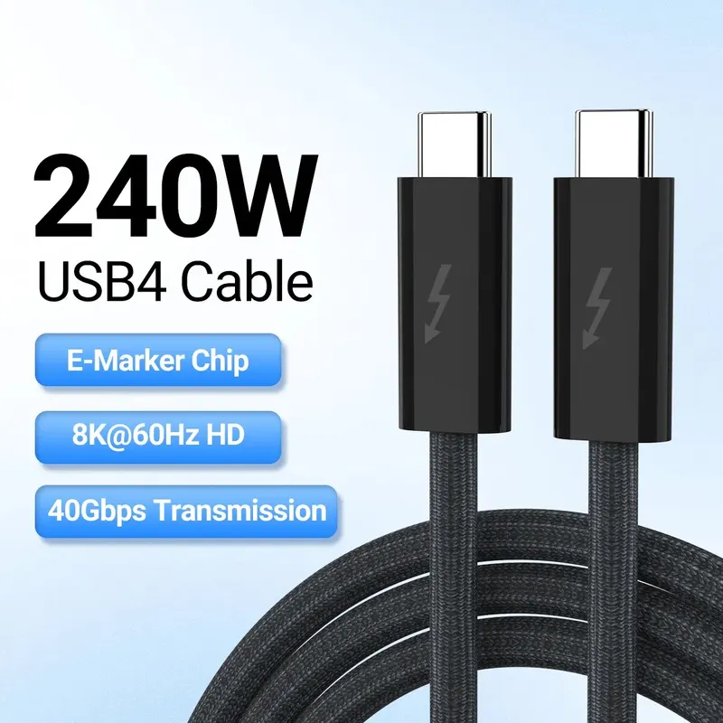 USB 4.0 Type-C 데이터 케이블 40Gbps 속도의 240W 고속 충전 케이블 8K HD 비디오 지원 Thunderbolt 3/4 전화 스위치 iPad용