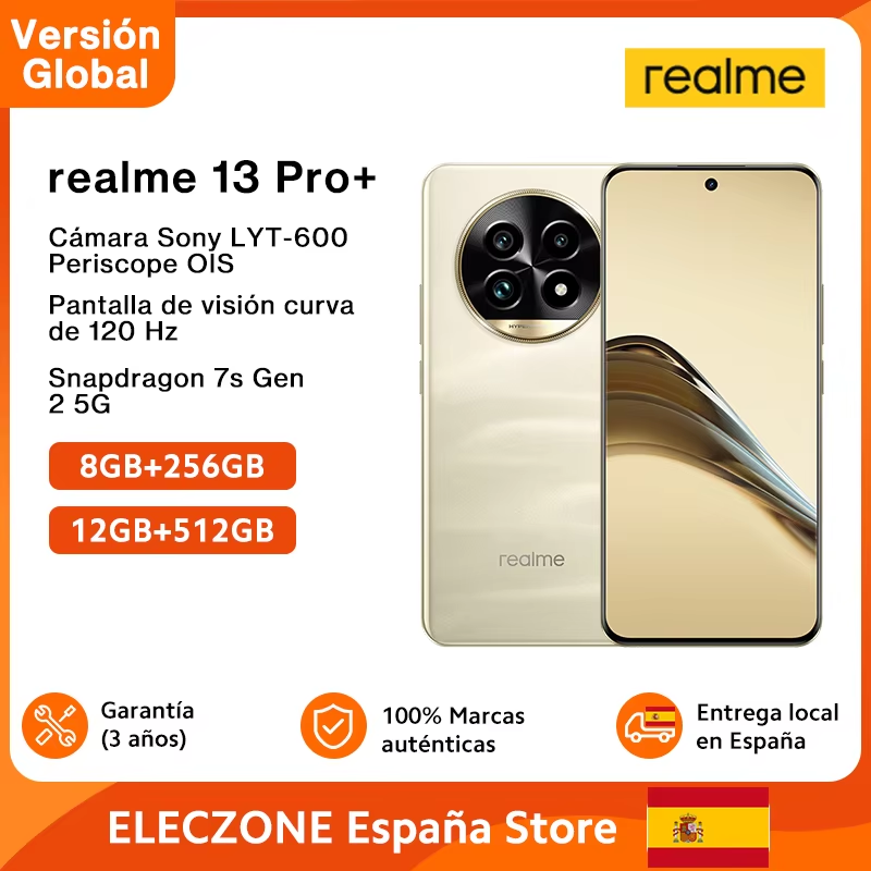Versión Global realme 13 Pro Plus Smartphone 5G Snapdragon 7s Gen 2 Pantalla curvada Vision 120Hz Carga 80W SUPERVOOC AI Imaging