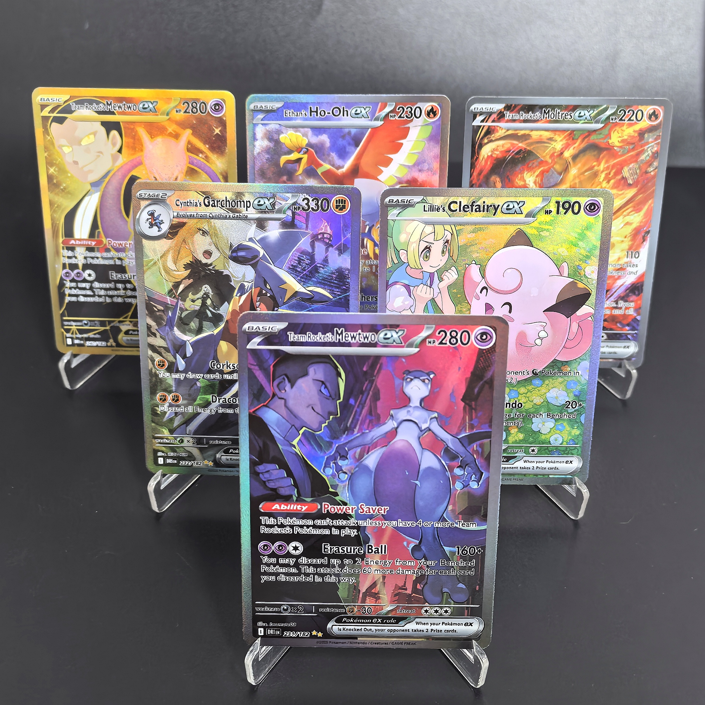 DIY PTCG Pokemon Collection Cards DRI EN EX HO-OH Mewtwo Garchomp Clefairy EX Self Made Cards Classic Game Anime Cards Gift Toys