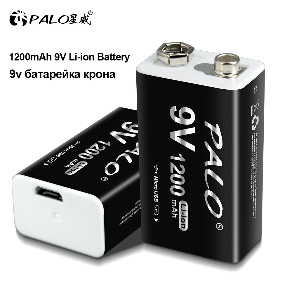 PLAO 1200mAh 9V Li-ion Rechargeable Battery Micro USB Batteries 6F22 Lithium 9v батарейка крона for Microphone