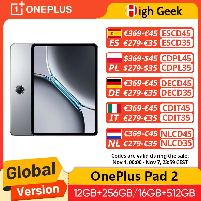 OnePlus Pad 2 Snapdragon 8 Gen 3 12GB + 256GB Stroage 12.1 ''144Hz écran 67W SUPERVOOC 13MP caméra OS 14.1 2024 Pad Android