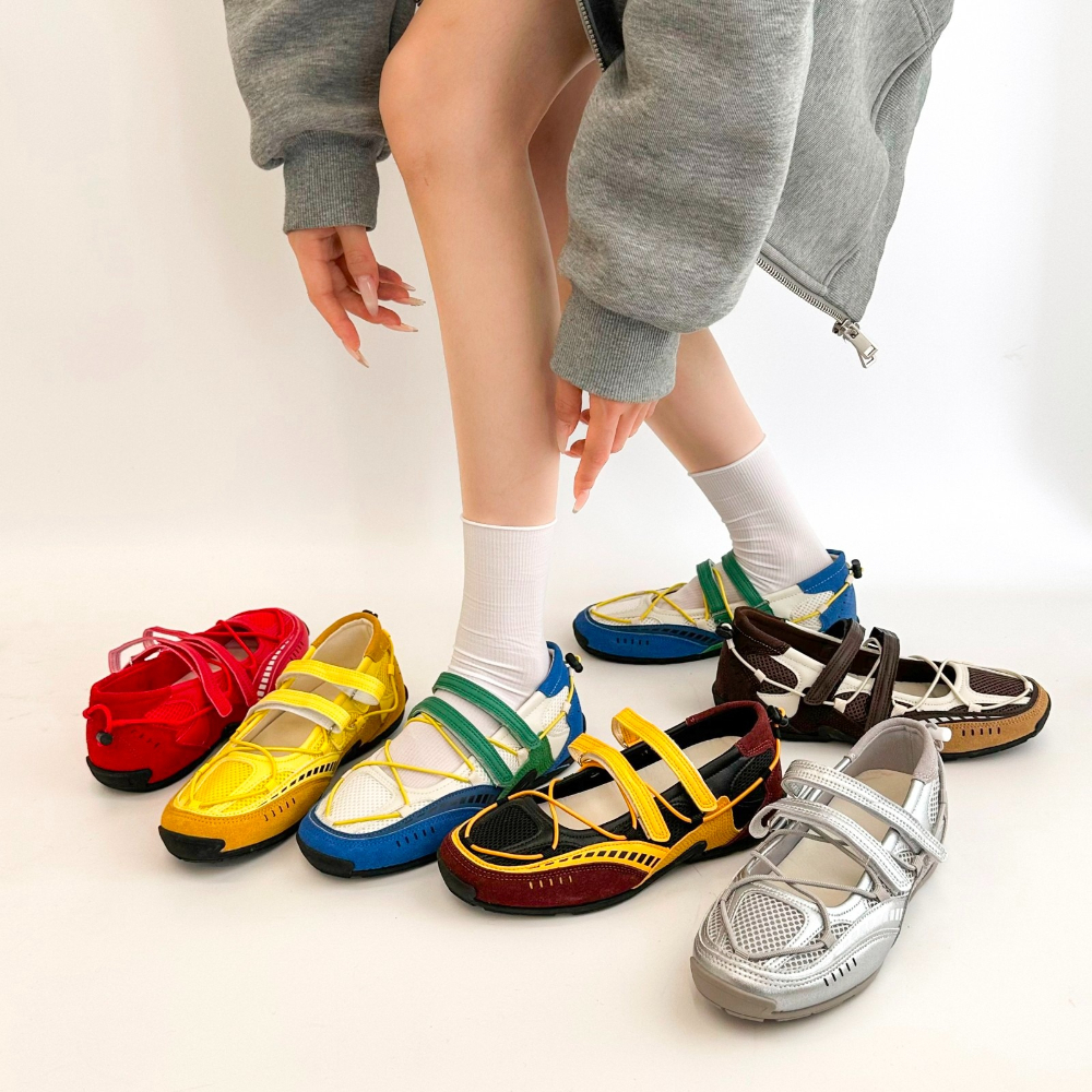 Silberne Modische Casual Mesh-Schuhe für Damen, Sommer-Neuheit mit Klettverschluss, Dünne Atmungsaktive Sport-Mary-Jane-Schuhe
